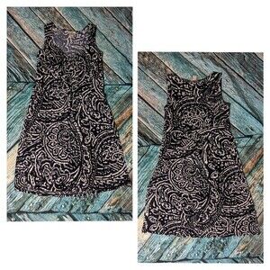 Loft Size 8P Dark Navy Blue & White Print Mini‎ Dress